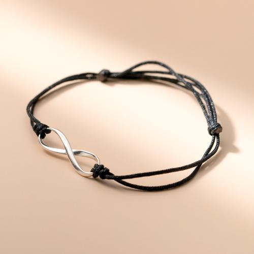 925 Sterling Silver Bangle Bracelet with Cotton Cord fashion jewelry & for woman Length Approx 20 cm Sold By PC