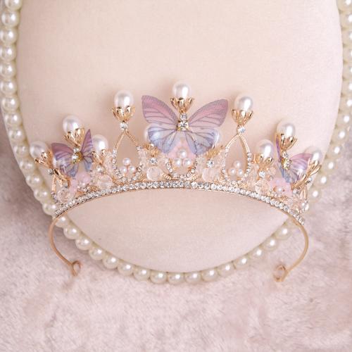 Tiaras, Cink Alloy, s Plastična Pearl, Djevojka & s Rhinestone, 140x54mm, Prodano By PC