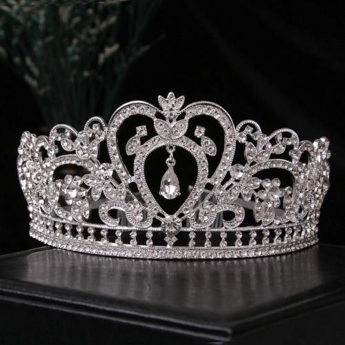 Tiaras, liga de zinco, Menina & com strass, 120x68mm, vendido por PC