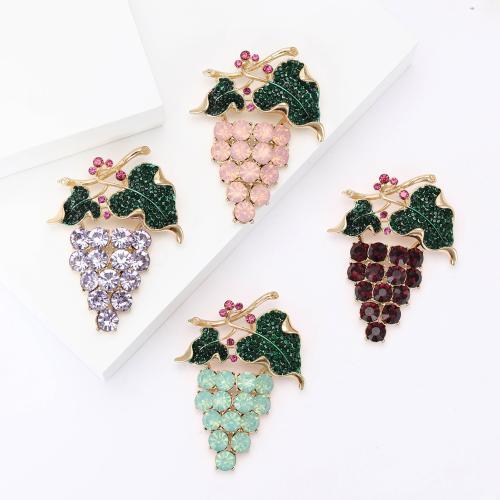 Zinc Alloy Brooches Grape gold color plated for woman & with rhinestone nickel lead & cadmium free Sold By PC