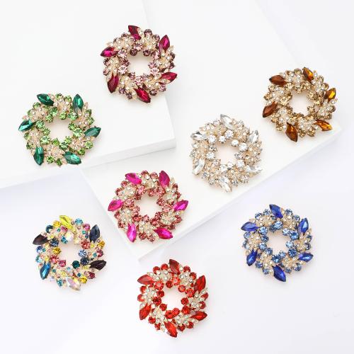 Zinc Alloy Brocher, Flower, forgyldt, for kvinde & med rhinestone, flere farver til valg, nikkel, bly & cadmium fri, Solgt af PC