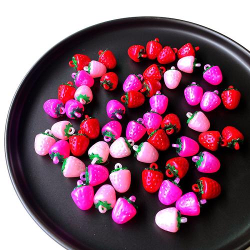 Resin vedhæng, Strawberry, du kan DIY, flere farver til valg, 13.80x18.60mm, 100pc'er/Bag, Solgt af Bag