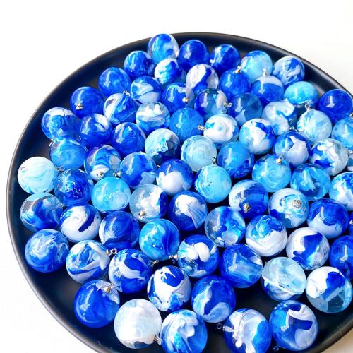 Pendentif en résine, Rond, DIY, bleu, 20mm, 100PC/sac, Vendu par sac