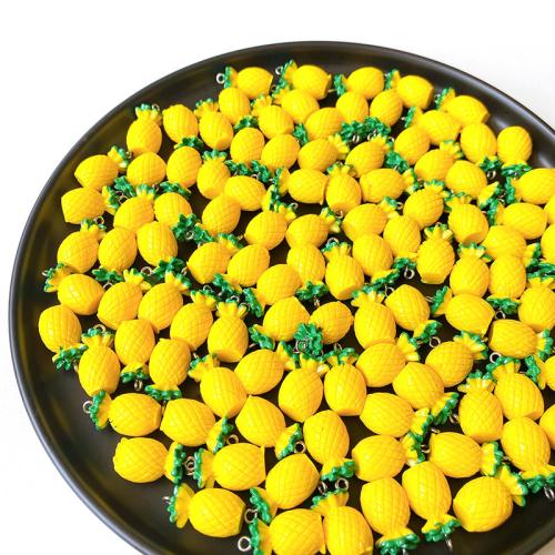 Pingente de resina, Abacaxi, DIY, amarelo, 17x11mm, 100PCs/Bag, vendido por Bag