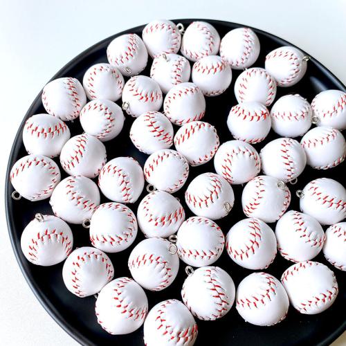 Dřevěné přívěsky, Dřevo, s PU, Baseball, DIY, bílý, 20mm, 100PC/Bag, Prodáno By Bag