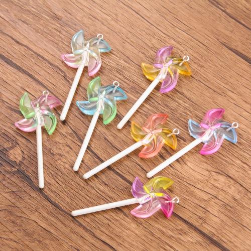 Resin vedhæng, Pinwheel, du kan DIY, flere farver til valg, 25x62mm, 100pc'er/Bag, Solgt af Bag