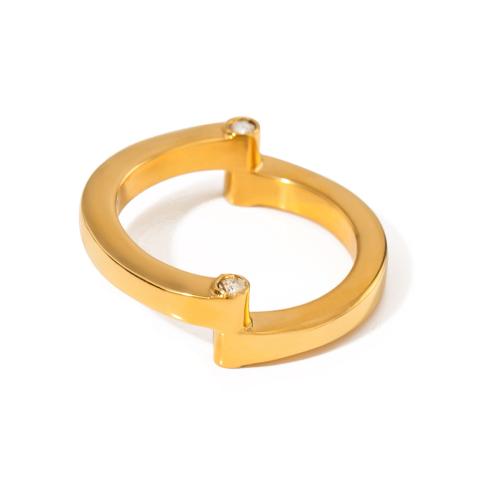 Rhinestone Stainless Steel Finger Ring 304 Stainless Steel 18K gold plated fashion jewelry & for woman & with rhinestone Sold By PC