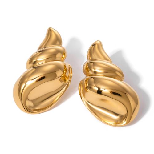 Cruach dhosmálta Graí Earrings, 304 Cruach dhosmálta, Conch, 18K ór plátáilte, jewelry faisin & do bhean, 35.60x19.90mm, Díolta De réir Péire