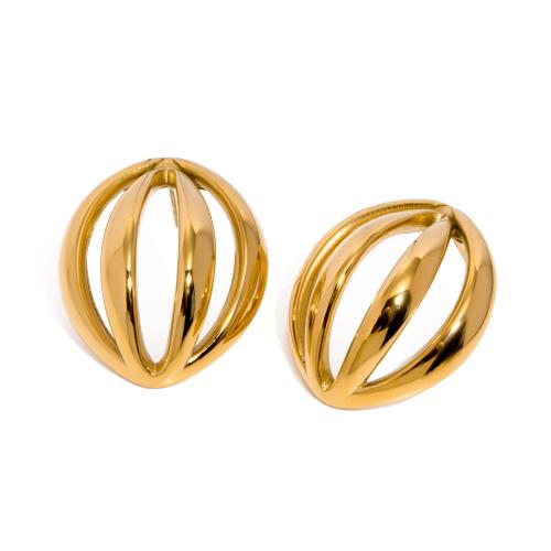 Stainless Steel Stud Earrings 304 Stainless Steel 18K gold plated fashion jewelry & for woman & hollow Sold By Pair