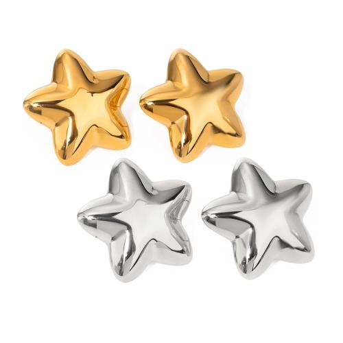 Stainless Steel Stud Earrings 304 Stainless Steel Star plated fashion jewelry & for woman Sold By Pair