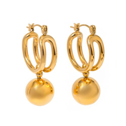 Acier inoxydable Levier Retour Earring, Acier inoxydable 304, Plaqué or 18K, bijoux de mode & pour femme, 34x12mm, Vendu par paire