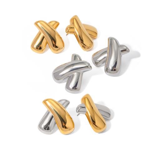 Roestvrij staal Stud Earrings, 304 roestvrij staal, Letter X, plated, mode sieraden & voor vrouw, meer kleuren voor de keuze, 26.30x26.60mm, Verkocht door pair