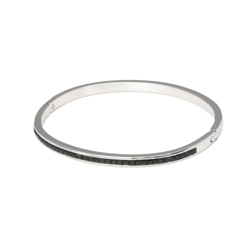 Titanium Steel Bracelet & Bangle Round Vacuum Ion Plating for woman & with rhinestone nickel lead & cadmium free Sold By PC