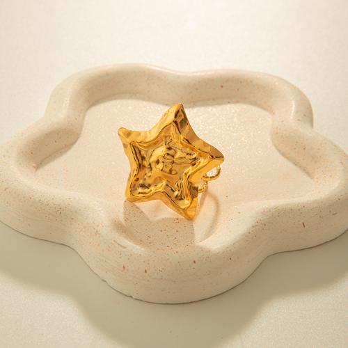 Stainless Steel Finger Ring 304 Stainless Steel Star gold color plated Double Layer & for woman Sold By PC