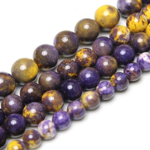 Rain Flower Stone Beads Round polished DIY multi-colored Sold By Strand