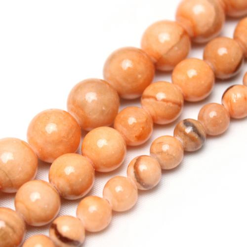 Natural Jade Beads Pale Brown Jade Round polished DIY orange Sold By Strand