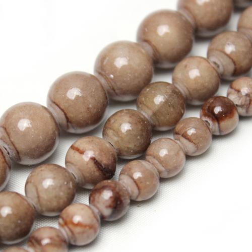 Natural Jade Beads Pale Brown Jade Round polished DIY dark brown Sold By Strand