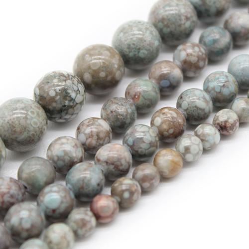 Gemstone Jewelry Beads Maifan Stone Round polished DIY light green Sold By Strand