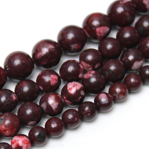 Gemstone Jewelry Beads Natural Stone Round polished DIY deep red Sold By Strand