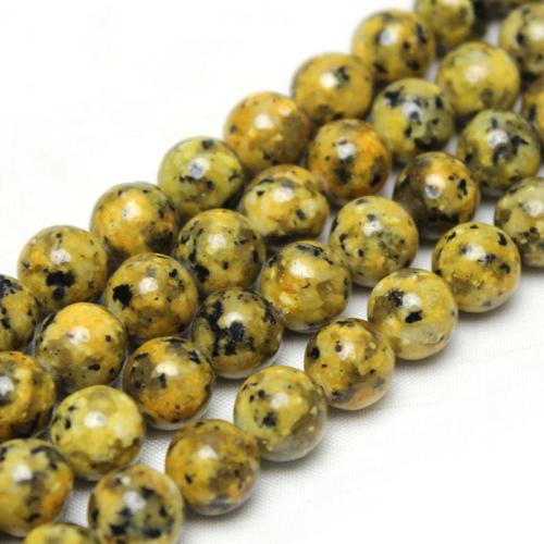 Grânulos de gemstone jóias, Granito Tingido, Roda, polido, DIY, amarelo, Aprox 45PCs/Strand, vendido por Strand