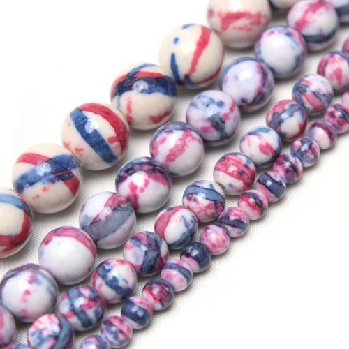 Rain Flower Stone Beads Round polished DIY multi-colored Sold By Strand