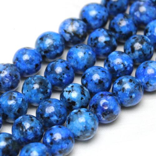 Gemstone smykker perler, Farvet granit, Runde, poleret, du kan DIY, blå, 8mm, Ca. 45pc'er/Strand, Solgt af Strand