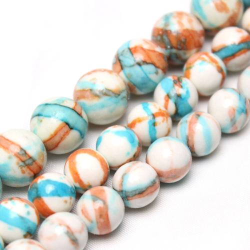 Rain Flower Stone Beads Round polished DIY multi-colored Sold By Strand