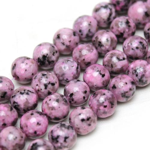 Grânulos de gemstone jóias, Granito Tingido, Roda, polido, DIY, rosa, 8mm, Aprox 45PCs/Strand, vendido por Strand