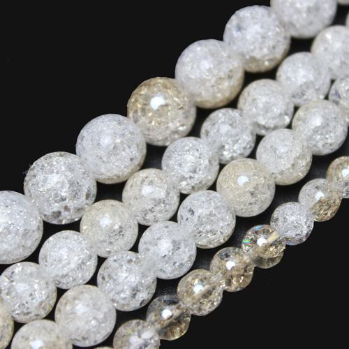 Natural Quartz Jewelry Beads Crackle Quartz Round polished DIY yellow Sold By Strand