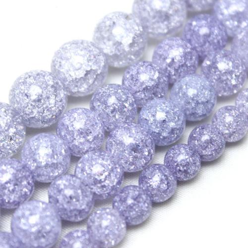 Round Crystal Beads polished DIY & crackle Provence lavender Sold By Strand