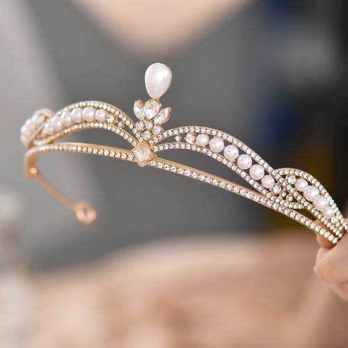 Tiara's, Zinc Alloy, met Plastic Pearl, voor bruids & met strass, meer kleuren voor de keuze, 140x40mm, Verkocht door PC