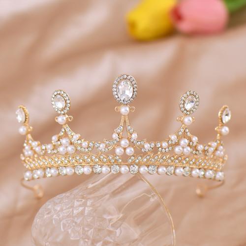 Bridal Tiaras Zinc Alloy with Plastic Pearl for bridal & with rhinestone Sold By PC