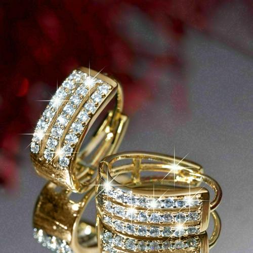 Cubic Zirconia Micro Pave Latão Brinco, cobre, joias de moda & micro pavimento em zircônia cúbica & para mulher, dourado, 16x7mm, vendido por par