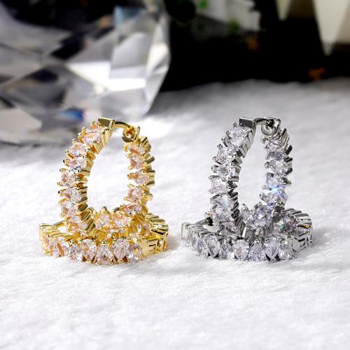 Cubic Zirconia Micro Pave Brass Earring & micro pave cubic zirconia & for woman 23mm Sold By Pair