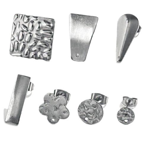 Stainless Steel Earring Stud Component 304 Stainless Steel DIY original color Sold By Bag