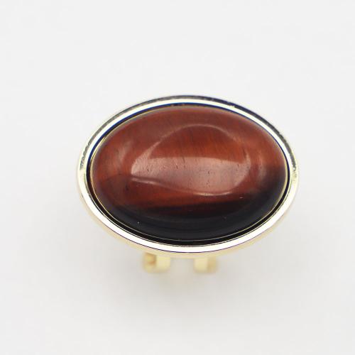 Vinger Ring in edelstaal, 304 roestvrij staal, met Tiger Eye, Verstelbare & uniseks, meer kleuren voor de keuze, Stone:18u00d725mm,ring width:21u00d728mm, Verkocht door PC