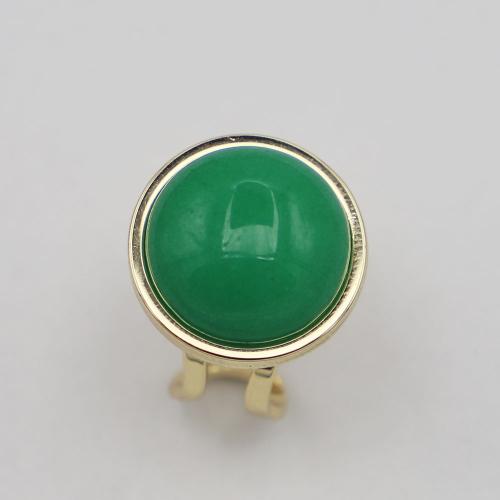 Vinger Ring in edelstaal, 304 roestvrij staal, met Jade Maleisië, Verstelbare & uniseks, meer kleuren voor de keuze, Stone:16mm,ring width:19mm, Verkocht door PC