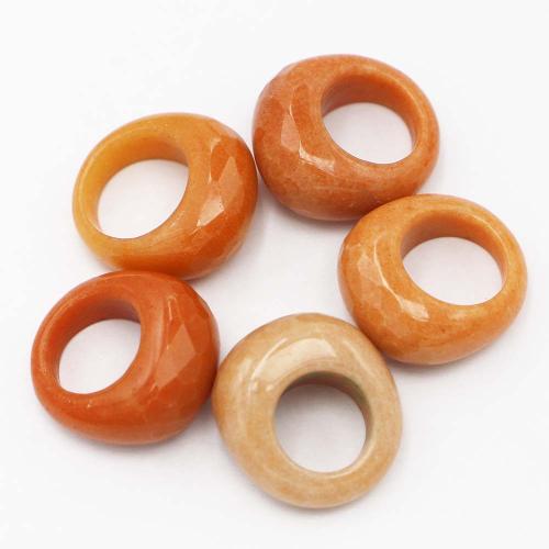 Gemstone Finger Ring, Jade Geel, uniseks & verschillende grootte voor keus, oranje, Width:32-34mm thickness;17-18mm, Verkocht door PC