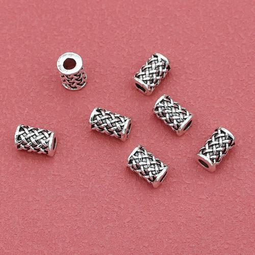 Zinek Spacer Beads, Sloupec, barva stříbrná á, DIY, nikl, olovo a kadmium zdarma, 11x7.50mm, Otvor:Cca 3mm, Cca 200PC/Bag, Prodáno By Bag