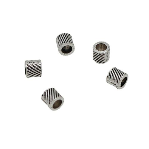 Zink Alloy Spacer Pärlor, Kolonn, silver pläterad, DIY, nickel, bly och kadmium gratis, 5x5mm, Hål:Ca 3mm, Ca 200PC/Bag, Säljs av Bag