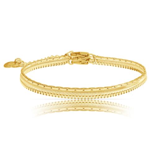 Bracelets en laiton, avec 5CM chaînes de rallonge, Placage de couleur d'or, pour femme, protéger l'environnement, sans nickel, plomb et cadmium, Longueur 16 cm, Vendu par PC