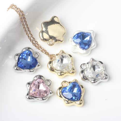 Zinc Alloy Heart Pendants plated DIY & with rhinestone nickel lead & cadmium free Sold By Bag