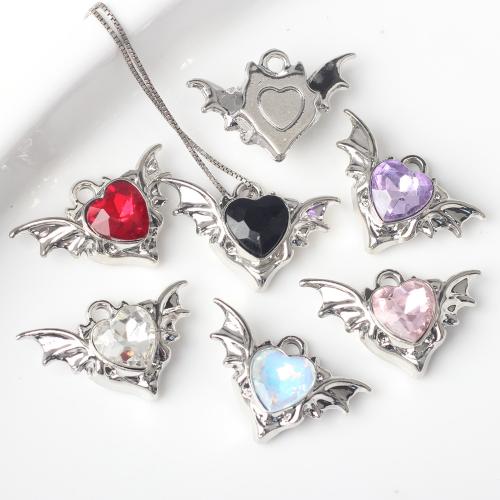 Colgantes de Aleación de Zinc en Forma de Corazón, con cúbica circonia, chapado, Bricolaje, más colores para la opción, libre de níquel, plomo & cadmio, 23x15mm, 100PCs/Bolsa, Vendido por Bolsa