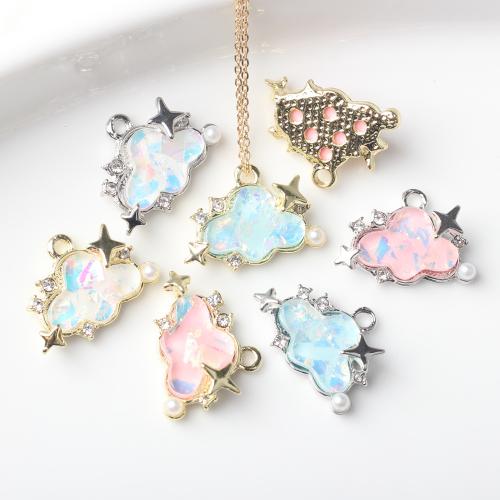 Zinc Alloy Rhinestone Pendants with Plastic Pearl Cloud plated DIY & with rhinestone nickel lead & cadmium free Sold By Bag