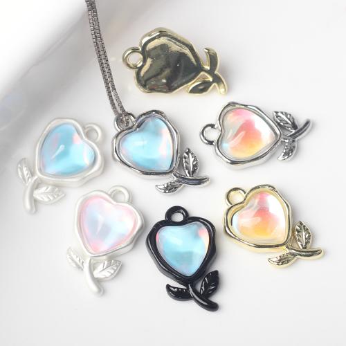 Resin Zinc Alloy Pendler, med Resin, Heart, forgyldt, du kan DIY, flere farver til valg, nikkel, bly & cadmium fri, 17x11mm, 100pc'er/Bag, Solgt af Bag