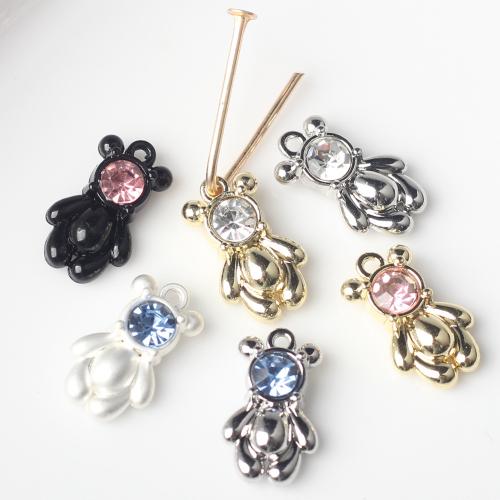 Zinc Alloy Animal Pendants Bear plated DIY & micro pave cubic zirconia nickel lead & cadmium free Sold By Bag