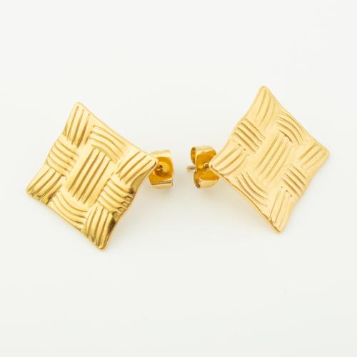 Roestvrij staal Stud Earrings, 304 roestvrij staal, voor vrouw, gouden, Verkocht door pair