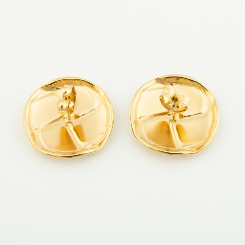 Stainless Steel Stud Earrings 304 Stainless Steel Vacuum Ion Plating for woman golden Sold By Pair