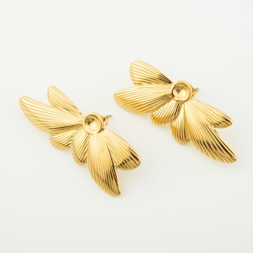 Roestvrij staal Stud Earrings, 304 roestvrij staal, voor vrouw, gouden, Verkocht door pair