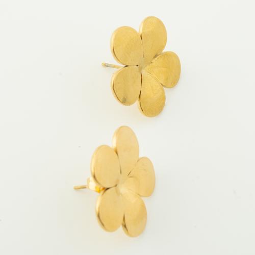 Roestvrij staal Stud Earrings, 304 roestvrij staal, Bloemblaadjes, voor vrouw, gouden, Verkocht door pair